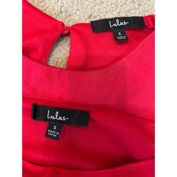 Lulus Made for Madrid Red Tasseled Two-Piece Mini Dress Set Linen Size Small - Picture 6 of 7